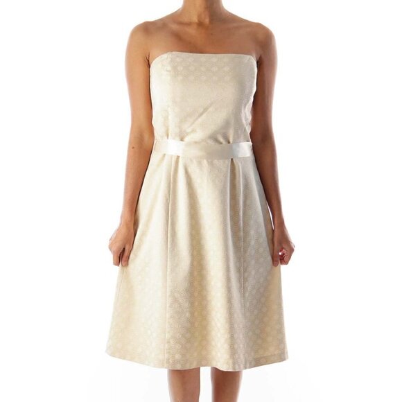 White House Black Market Dresses & Skirts - White House Black Market Beige Brocade Dress